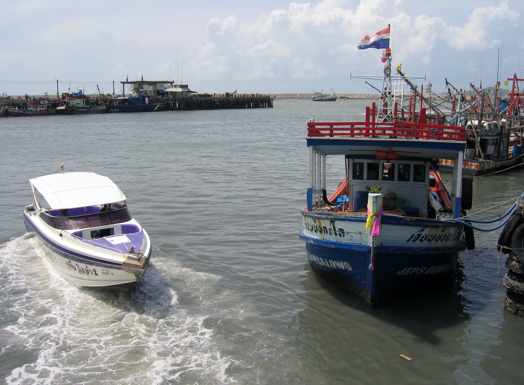 Speedboat and slowboat transport at Ban Phe in Thailand
